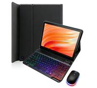 GYSDCAZ Keyboard Case for Amazon Kindle Fire HD 10&10 Plus (2021&2023) 10.1 inch, 7 Color Rainbow Backlight Detachable Bluetooth Keyboard with Mouse (Black)
