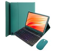GYSDCAZ Keyboard Case for Amazon Kindle Fire HD 10&10 Plus (2021&2023) 10.1 inch, 7 Color Rainbow Backlight Detachable Bluetooth Keyboard with Mouse (Deep Green1)