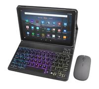GYSDCAZ Keyboard Case for Amazon Kindle Fire HD 10&10 Plus (2021&2023) 10.1 inch, 7 Color Rainbow Backlight Detachable Bluetooth Keyboard with Mouse