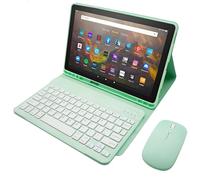 GYSDCAZ Keyboard Case for Amazon Kindle Fire HD 10&10 Plus (2021&2023) 10.1 inch, Detachable Bluetooth Keyboard with Mouse (Green)