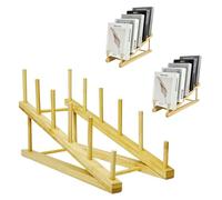 GYSLEOT 3 Pcs Wood Book Stand for Display, Tabletop Book Display Rack Easel Holder for Vendors, 5-Tier Portable Kids Bookshelf Counter Retail Display for Magazine Art Print