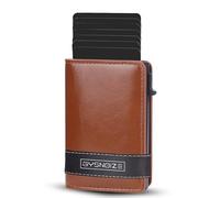 GYSNOIZE Men's Slim Wallet for Credit Card Holder - Our Men's PU Leather Wallets with RFID Protection with Cash Slots, Women's Card Holder, brown, Portafoglio Porta Carte Pop Up Piccolo, Classic