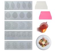 GYSRXS Pack of 5 Leaves Silicone Mould 3D Leaf Branches Cake Decoration with 2 Scrapers Tulle Moulds Silicone Moulds for Desserts Sugar Crafts Fruit Cake Decoration