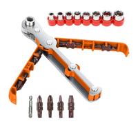 GyssTotr 90 Degree Ratchet Screwdriver 104 in-lb Max Torque, 36-Tooth Stubby Low Profile Mini Ratchet Set, 1/4" Magnetic S2 Steel Bits, 14PCS Compact Offset Driver for Electrician/Mechanic