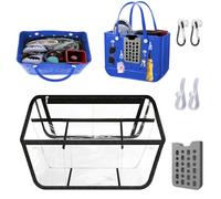 GYSYELL Clear Beach Bogg Bag Organizer and Silicone Cell Phone Holder Compatible with Bogg Bag X Large Size,Bogg Bag Accessories with Hooks,Organizing Your Bogg Bag and Divide Space(Black)