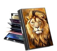 GYSYSQSH Metal Wallet for Women Men Girls, RFID Blocking Slim Aluminum Credit Card Holder, A Lion, Credit Card Holder, Minimalist