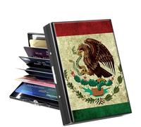 GYSYSQSH Metal Wallet for Women Men Girls, RFID Blocking Slim Aluminum Credit Card Holder, Mexico Mexican Vintage Flag, Credit Card Holder, Minimalist