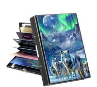 GYSYSQSH Metal Wallet for Women Men Girls, RFID Blocking Slim Aluminum Credit Card Holder, Moon Wolves, Credit Card Holder, Minimalist