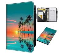 GYSYSQSH Server Books for Waitress 7.8 x 5 Inch PU Leather Waiter Book Servers Wallet with Zipper Pocket Booklet Restaurant Waitstaff Organizer Guest Check Books Holder Fit Server Apron,Sunset Beach