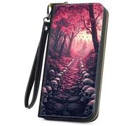 GYSYZJDH Cute Wallets for Women Girls, Large Capacity PU Leather RFID Blocking Clutch Purse with Wristlet, Skulls Leading, 7.48×3.94 inch