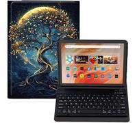GYSYZJDH for Amazon Fire HD 10 Tablet Case with Keyboard (13th/11th Gen, 2023/2021, 10.1 Inch) - PU Leather Stand Cover, Detachable Bluetooth Keyboard, Protective Tree of The Universe Design