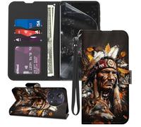 GYSYZJDH for Cricket Icon Plus 2026 Case Wallet with Screen Protector, Stand PU Leather Flip Folio Cover with Card Holder, Shockproof Full-Body Protection Phone Case, Native American Chief