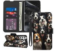 GYSYZJDH for Samsung Galaxy A15 5G Case Wallet with Screen Protector, Stand PU Leather Flip Folio Cover with Card Holder, Full-Body Protection Phone Case for Galaxy A15, Collie Dogs