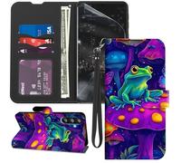 GYSYZJDH for Samsung Galaxy A17 5G Case Wallet with Screen Protector, Stand PU Leather Flip Folio Cover with Card Holder, Full-Body Protection Phone Case for Galaxy A17, Mushroom Frog