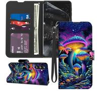 GYSYZJDH for Samsung Galaxy A17 5G Case Wallet with Screen Protector, Stand PU Leather Flip Folio Cover with Card Holder, Full-Body Protection Phone Case for Galaxy A17, Colorful Mushroom
