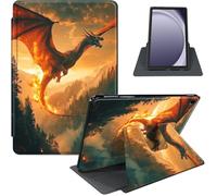 GYSYZJDH for Samsung Galaxy Tab A9 8.7-Inch 2023 Case, 360° Rotating PU Leather Stand Cover with Auto Sleep/Wake, Shockproof TPU Backl, Dragon Forest Flames
