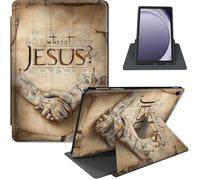 GYSYZJDH for Samsung Galaxy Tab A9 8.7-Inch 2023 Case, 360° Rotating PU Leather Stand Cover with Auto Sleep/Wake, Shockproof TPU Backl, Hand with Jesus Message