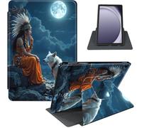 GYSYZJDH for Samsung Galaxy Tab A9 8.7-Inch 2023 Case, 360° Rotating PU Leather Stand Cover with Auto Sleep/Wake, Shockproof TPU Backl, Native American and Wolf