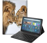 GYSYZJDH Keyboard Case for Fire Max 11 inch (13th Generation, 2023 Release) - PU Leather Stand Cover, Detachable Bluetooth Keyboard, Protective Lions Face to Face Love Design