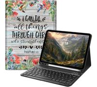GYSYZJDH Keyboard Case for iPad 11th (A16, 2025) and iPad 10th Generation 10.9 inch (2022), Slim Folio Cover with Detachable Bluetooth Keyboard & Kickstand, Protective Philippians 4:13 Design