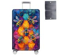 GYSYZJDH Luggage Cover Protector for 19-20 Inch Suitcases, TSA Approved Elastic Travel Suitcase Covers, Anti-Scratch Washable Luggage Sleeve for Carry On & Checked Bags, Illustration of Bees, M (for