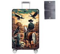 GYSYZJDH Luggage Cover Protector for 19-20 Inch Suitcases, TSA Approved Elastic Travel Suitcase Covers, Anti-Scratch Washable Luggage Sleeve for Carry On & Checked Bags, Cowboy on Horseback, S (for 19