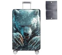 GYSYZJDH Luggage Cover Protector for 19-20 Inch Suitcases, TSA Approved Elastic Travel Suitcase Covers, Anti-Scratch Washable Luggage Sleeve for Carry On & Checked Bags, White Bear with Claws, S (for