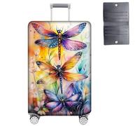 GYSYZJDH Luggage Cover Protector for 19-20 Inch Suitcases, TSA Approved Elastic Travel Suitcase Covers, Anti-Scratch Washable Luggage Sleeve for Carry On & Checked Bags, Three Dragonflies, S (for 19