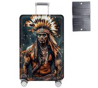 GYSYZJDH Luggage Cover Protector for 19-20 Inch Suitcases, TSA Approved Elastic Travel Suitcase Covers, Anti-Scratch Washable Luggage Sleeve for Carry On & Checked Bags, Indian Warrior, M (for 26-28