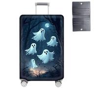 GYSYZJDH Luggage Cover Protector for 19-20 Inch Suitcases, TSA Approved Elastic Travel Suitcase Covers, Anti-Scratch Washable Luggage Sleeve for Carry On & Checked Bags, Group of Ghosts, M (for 26-28