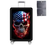 GYSYZJDH Luggage Cover Protector for 19-20 Inch Suitcases, TSA Approved Elastic Travel Suitcase Covers, Anti-Scratch Washable Luggage Sleeve for Carry On & Checked Bags, Skull American Flag, M (for 26
