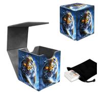 GYSYZJDH Premium MTG Deck Box - Holds 120+ Sleeved Cards, PU Leather Magnetic TCG Card Deck Box for Magic The Gathering, Commander, and More, Fierce Tiger