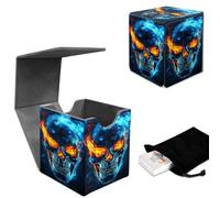 GYSYZJDH Premium MTG Deck Box - Holds 120+ Sleeved Cards, PU Leather Magnetic TCG Card Deck Box for Magic The Gathering, Commander, and More, Flame Skull