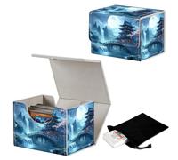 GYSYZJDH Stylish MTG Deck Box for 110+ Cards, Magnetic Commander Deck Case with Bonus Game Card Pouch, Durable Storage for TCG and Sleeved Magic Cards, Ancient Japanese