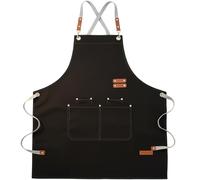 GYTFOG 1PCS Aprons for Men, Aprons for Cooking Waterproof, Adjustable Canvas Kitchen Cooking Aprons,Baking, Gardening, DIY Projects, Art and Craft Activities, Professional Chef and Home Use, Black