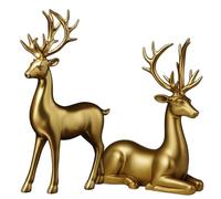 GYTFOG 2 Pack Creative Golden Reindeer Christmas Decorations, Christmas Table Decor, Festive Reindeer Decor, Gold Decorations for Home, 17x10 cm