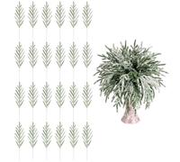 GYTFOG 24 Pcs Snowy Artificial Pine Needles Branches, Artificial Pine Branches, Artificial Snowy Twigs, Artificial Greenery Foliage for Garland Wreath Making Vase Fillers Winter Holiday Decor
