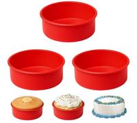 GYTFOG 3 PCS Silicone Cake Moulds, 6 Inch Cake Tins for Baking, Round Cake Baking Pan, Non-Stick and Quick Release Baking Pans Cheesecake Bread Cheese Rainbow Cake, Mousse Muffin (Red)