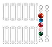 GYTFOG 30pcs Beadable Keychain Bars Blanks, Silver Blank Beadable Keychain Making Kits Metal DIY Bead Keychains Charms for Jewelry Makings Accessories,Detachable Keychains Blanks for Beads