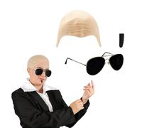 GYTFOG 3Pcs Pitbull Costume Set, Bald Cap with Mustache and Sunglasses, Mr Worldwide Themed Dress Up Accessories for Parties and Events, Fun and Stylish Transformation Kit