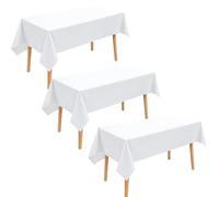 GYTFOG 3PCS White Table Cloth,white Table Cloth Party,137×183cm Whites Tablecloth Rectangular Cloths Is Suitable,Stain Resistant Washable Fabric Table Cloth for Wedding Dining Table Buffet Parties
