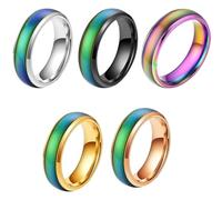 GYTFOG 5 Pcs Mood Ring for Kids, Kids Mood Ring, Stainless Steel Color Changing Mood, Mood Rings Spinner Rings for Women Men Girls Kid, Suitable for Party Birthday Valentine's Day Gift Anniversary