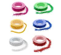 GYTFOG 6 Rolls of Festive Metallic Strands, Christmas Tinsel, Vintage Tinsel for Christmas Tree, Classic and Retro Colours, Ideal for Christmas Tree Decorations, Holiday Parties and DIY Crafts