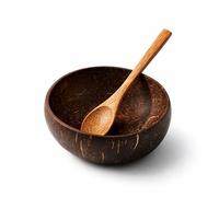 GYTFOG Coconut Bowl with Wooden Spoon Set, Polished Coconut Bowls, Handcrafted Coconut Shell and Wooden Bowls for Outdoor Dining, Smoothie, Fruit or Buddha Bowls, Kitchen Storage