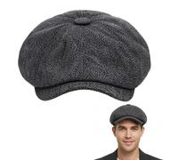 GYTFOG Flat Cap, Peaky Blinders Hat for Men, Black Mens Cap, Adjustable Newsboy Cap, Stylish Flat Caps for Men, Classic Black Flat Cap, for Daily Outfit, Birthday Present One Size Fits Most