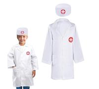 GYTFOG Kids Doctors Outfit, Children’s White Doctor Coat with Cap, Doctors Costume Accessories, Kids Unisex Doctor Costume, Lab Coat for Girls Boys Kid For Halloween Cosplay Party