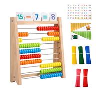 GYTFOG Kids Learning Toy, 10-Row Wooden Frame Abacus with Multi-Color Beads, Counting Sticks, Maths Learning Tool,Counting Frame with 100PCS Sticks, Suitable for Early Preschool Education Math Toys