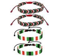GYTFOG Palestine Bracelet, 4 Pieces Braided Palestine Style Handmade Adjustable Bracelets, Fashionable Stacking Wristbands for Daily Wear, Colorful Wrap Wristbands for Men and Women