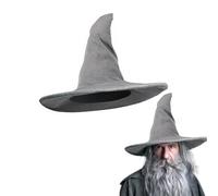 GYTFOG Wizard Hat, Witch Hat for Adults Halloween Costume Cosplay Carnivals | Grey Curved Brim Witches Hat for Wizard Costume, Halloween Parties, Cosplay and Theme Events