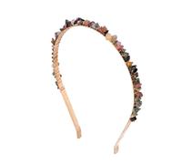 GYTHTPZR 1pc Rose Quartzs Headbands For Women Irregular Gravel Natural Stone Crystal Amethysts Citrines Aquamarines Hair Hoops Jewelry(Tourmaline)